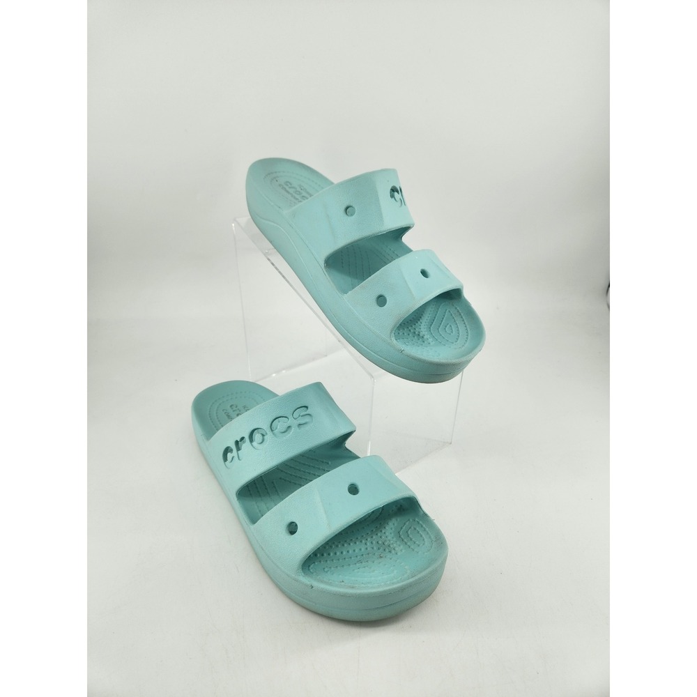 Crocs Classic V2 Sandals Women Size 8 Light Blue Platform Double Strap 208188